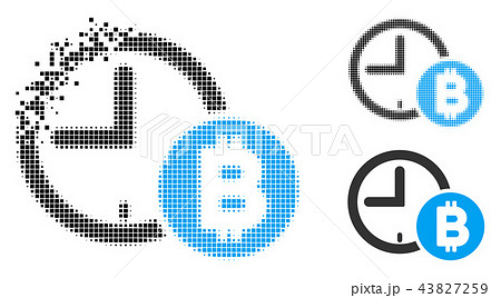 Fractured Pixelated Halftone Bitcoin Credit Clock Icon Fractured Pixelated Halftone Bitcoin Credit Clock Icon 43827259