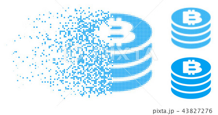 Moving Dotted Halftone Bitcoin Coin Column Icon 43827276