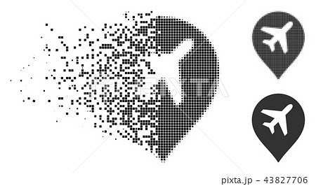 Dissolved Pixelated Halftone Airport Marker Icon Dissolved Pixelated Halftone Airport Marker Icon 43827706