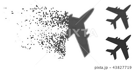 Fragmented Dot Halftone Aircraft Icon 43827719