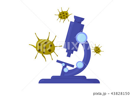 Science lab flat vector illustration: scientific microscope isolated icon. Laboratory microscope. 43828150