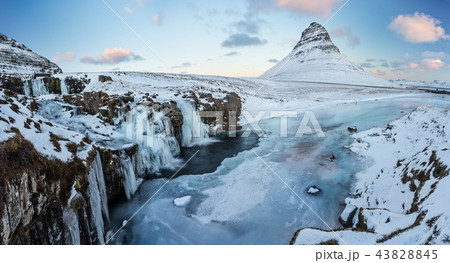 Famous Kirkjufell mountain in winter, Iceland 43828845