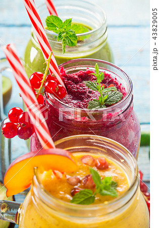 Healthy fresh smoothies with ingredients. Healthy fresh smoothies with ingredients. 43829005