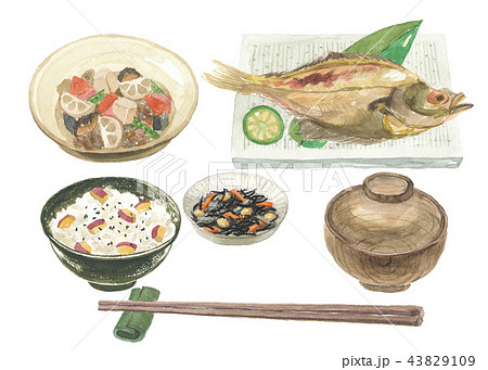 いもご飯　かれい　朝食セット 43829109