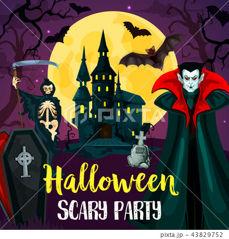 Halloween castle, bats and monster Halloween castle, bats and monster 43829752