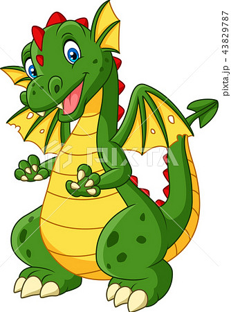 Cartoon dragon posing isolated on white background 43829787