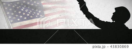 Composite image of pole with waving flag of america Composite image of pole with waving flag of america 43830869
