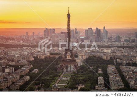 Paris skyline with Eiffel Tower at sunset in Paris 43832977