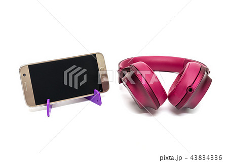 red headphones and mobile phone 43834336