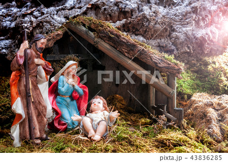 Christmas nativity scene with Holy Family Christmas nativity scene with Holy Family 43836285