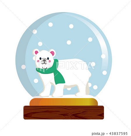 スノードームのイラスト 雪だるま シロクマ Snow Dome Globeのイラスト素材 43837595 Pixta