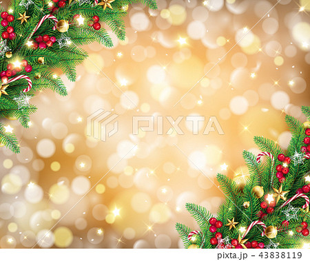 Christmas garland in rich golden bokeh background 43838119