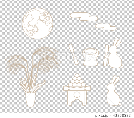 お月見アイテム　線画 43838582