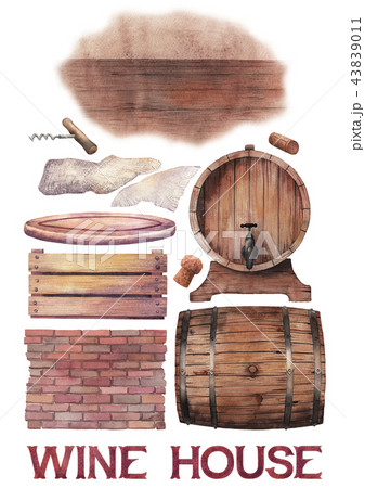 Watercolor collection winery wooden stuff 43839011