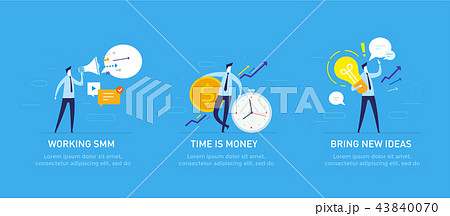 Set of illustrations concept with businessmen character. Workflow, growth, graphics. Business 43840070