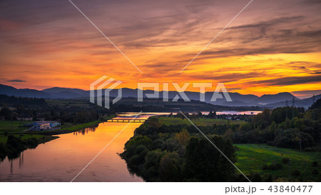 Sunset over a river in Slovakia 43840477