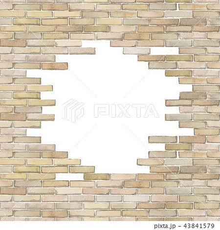Watercolor Brick Wall Isolated On White Backgroundのイラスト素材