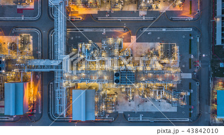 Aerial top view oil and gas refinery plant. Aerial top view oil and gas refinery plant. 43842010