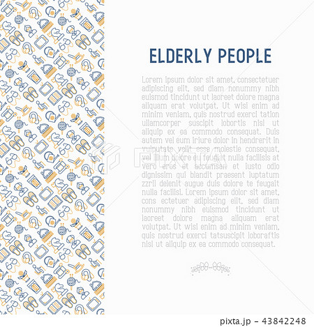 Elderly people concept with thin line icons 43842248