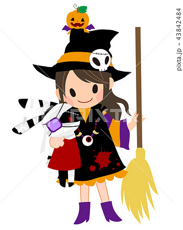 魔法少女と包帯うさぎとかぼちゃ君のイラスト素材