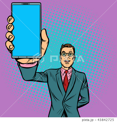 businessman shows a smartphone businessman shows a smartphone 43842725