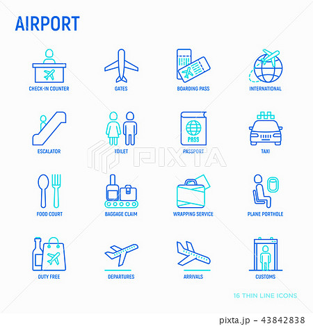 Airport thin line icons set 43842838