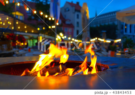 Fire in the stove in the square in Riga 43843453