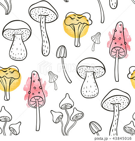 Autumn seamless pattern with forest mushrooms Autumn seamless pattern with forest mushrooms 43845016