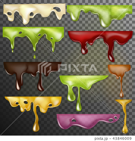 Dripping drops vector dripped liquid and dropping splash illustration set of realistic flowing paint 43846009