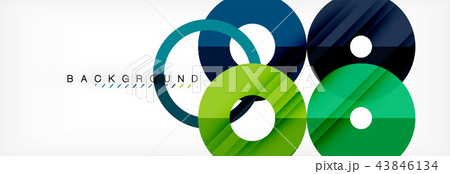 Colorful rings on grey background, modern geometric pattern design. Vector business or technology 43846134