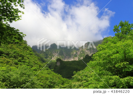 幽ノ沢から低く雲が垂れ込めた夏の一ノ倉岳方面を見る 幽ノ沢から低く雲が垂れ込めた夏の一ノ倉岳方面を見る 43846220