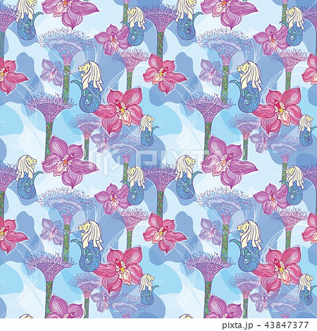 Asia Travel Singapore Sketch Vector Colorful Pattern Asia Travel Singapore Sketch Vector Colorful Pattern 43847377