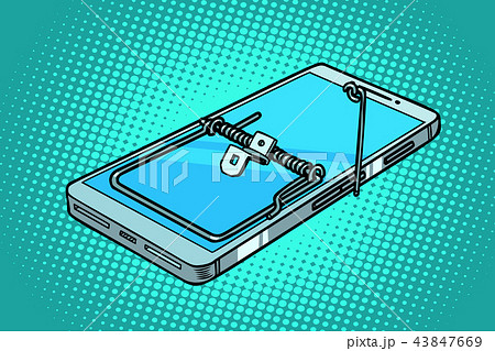 smartphone phone mousetrap. trap and dangers 43847669