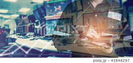 Double exposure of Engineer or Technician man  43848297