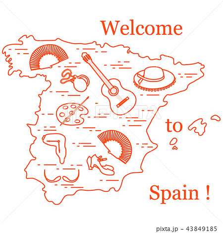 various symbols of Spain arranged in a circle various symbols of Spain arranged in a circle 43849185
