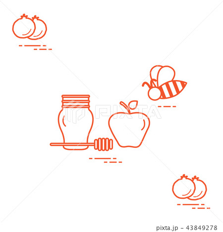 Apple in honey in Rosh Hashanah, pomegranate, bee 43849278