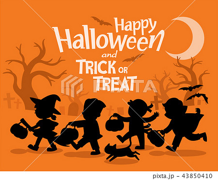 Children in Halloween dress go Trick or Treating. 43850410