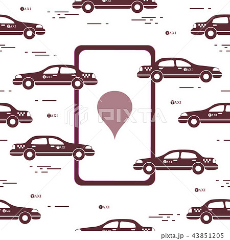 Taxi pattern with taxi mobile app Taxi pattern with taxi mobile app 43851205