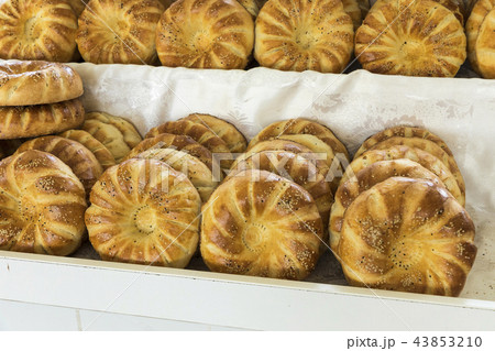 Traditional uzbekistan bread lavash at local bazaa 43853210