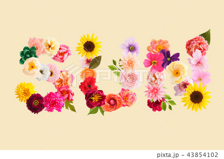 Word sun made of crepe paper flowers 43854102