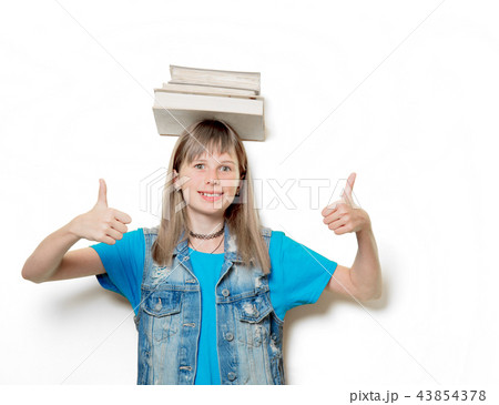young teenage girl with books young teenage girl with books 43854378