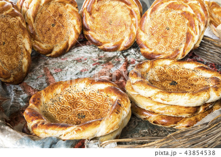 Traditional uzbekistan bread lavash at local bazaa 43854538