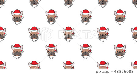 Dog seamless pattern bulldog Christmas vector  43856088