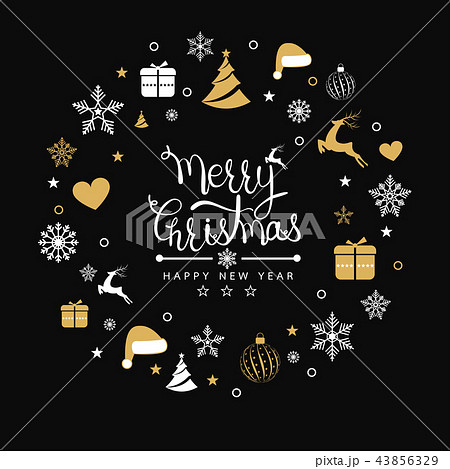 Merry Christmas background with element icons 43856329