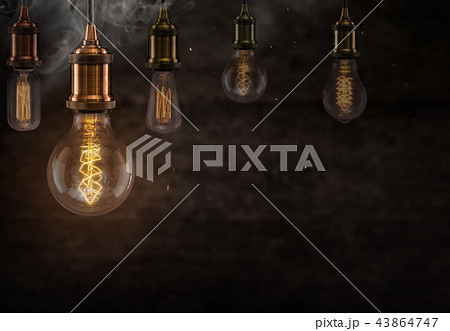 Vintage light bulbs on dark background. Vintage light bulbs on dark background. 43864747