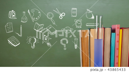 Education drawing on blackboard for school 43865433