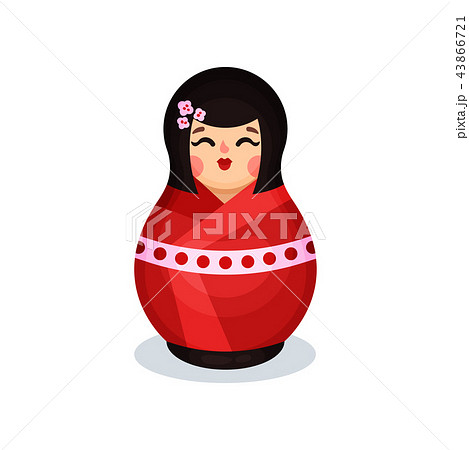 Nesting doll in traditional Japanese costume, wooden matryoshka vector Illustration on a white 43866721