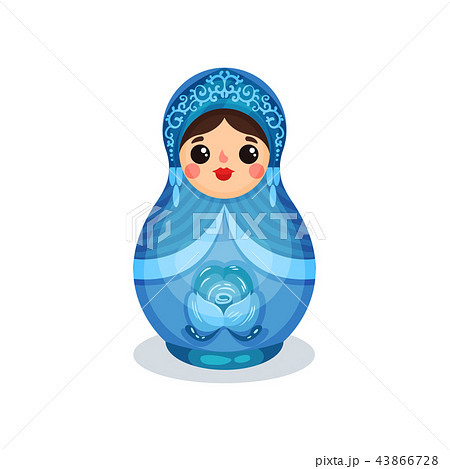 Nesting doll, Russian wooden matryoshka with Gzhel ornament vector Illustration on a white Nesting doll, Russian wooden matryoshka with Gzhel ornament vector Illustration on a white 43866728