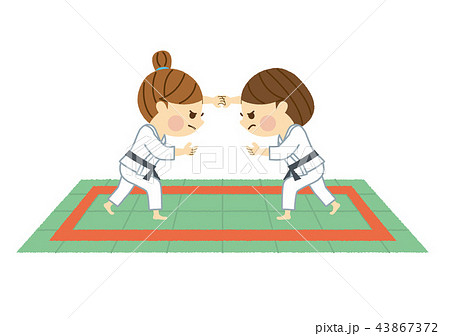柔道をする女性のイラスト素材