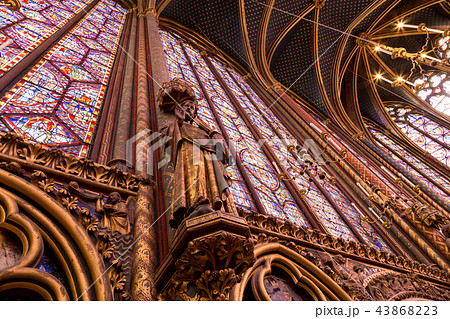 Stained glass windows inside the Sainte Chapelle a royal Medieval chapel in Paris, France 43868223